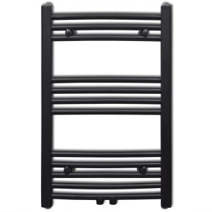 Radiator Port-Prosop Încălzire Baie, Curbat, Negru, 500 X 764 Mm
