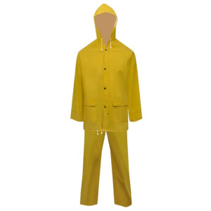Costum De Ploaie Impermeabil Cu Glugă, L, Galben, 2 Piese