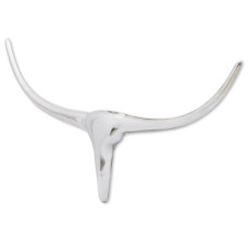 Decorațiune Pentru Perete Tip Cap De Taur, Aluminiu, 72 Cm, Argintiu
