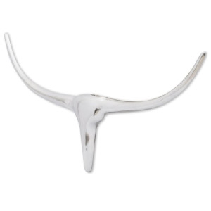 Decorațiune Pentru Perete Tip Cap De Taur, Aluminiu, 72 Cm, Argintiu