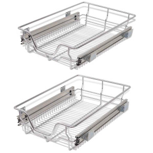 Coșuri Din Sârmă Retractabile, 2 Buc., Argintiu, 400 Mm