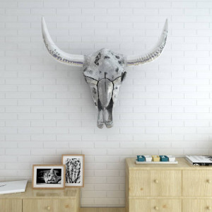 Decorațiune De Perete Tip Craniu, Aluminiu, Argintiu