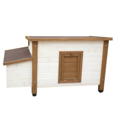 @Pet Coteț De Pui De Exterior, Alb Și Maro, 136X74,5X75 Cm, Lemn