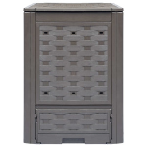Compostor De Grădină, Maro, 60X60X83 Cm, 300 L Plastic Ratan