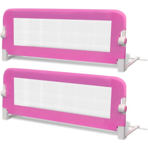 Balustradă De Protecție Pat Copii, 2 Buc., Roz, 102X42 Cm