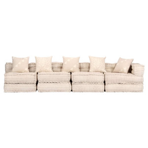 Canapea Puf Modulară Cu 4 Locuri, Bej, Material Textil