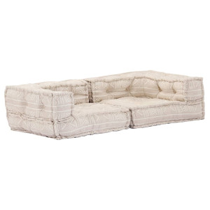 Canapea Puf Modulară Cu 2 Locuri, Bej, Material Textil