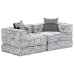 Canapea Puf Modulară Cu 2 Locuri, Gri Deschis, Material Textil