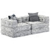 Canapea Puf Modulară Cu 2 Locuri, Gri Deschis, Material Textil