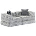 Canapea Puf Modulară Cu 2 Locuri, Gri Deschis, Material Textil