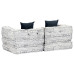 Canapea Puf Modulară Cu 2 Locuri, Gri Deschis, Material Textil