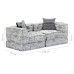 Canapea Puf Modulară Cu 2 Locuri, Gri Deschis, Material Textil