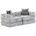 Canapea Puf Modulară Cu 2 Locuri, Gri Deschis, Material Textil