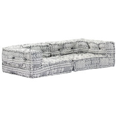 Canapea Puf Modulară Cu 2 Locuri, Gri Deschis, Material Textil