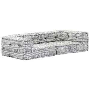 Canapea Puf Modulară Cu 2 Locuri, Gri Deschis, Material Textil
