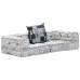 Canapea Puf Modulară Cu 2 Locuri, Gri Deschis, Material Textil