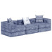 Canapea Puf Modulară Cu 3 Locuri, Indigo, Material Textil