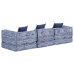 Canapea Puf Modulară Cu 3 Locuri, Indigo, Material Textil