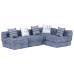 Canapea Puf Modulară Cu 4 Locuri, Indigo, Material Textil
