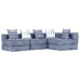 Canapea Puf Modulară Cu 4 Locuri, Indigo, Material Textil