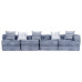 Canapea Puf Modulară Cu 4 Locuri, Indigo, Material Textil