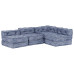 Canapea Puf Modulară Cu 4 Locuri, Indigo, Material Textil