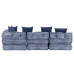Canapea Puf Modulară Cu 4 Locuri, Indigo, Material Textil