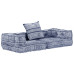 Canapea Puf Modulară Cu 2 Locuri, Indigo, Material Textil