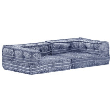 Canapea Puf Modulară Cu 2 Locuri, Indigo, Material Textil
