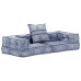 Canapea Puf Modulară Cu 2 Locuri, Indigo, Material Textil