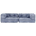Canapea Puf Modulară Cu 2 Locuri, Indigo, Material Textil