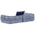 Canapea Puf Modulară Cu 2 Locuri, Indigo, Material Textil