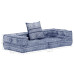Canapea Puf Modulară Cu 2 Locuri, Indigo, Material Textil