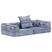 Canapea Puf Modulară Cu 2 Locuri, Indigo, Material Textil
