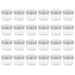 Borcane Din Sticlă Pentru Gem Cu Capac Argintiu 24 Buc. 110 Ml