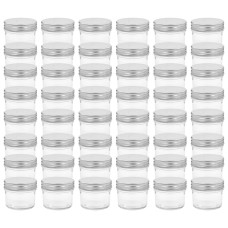 Borcane Din Sticlă Pentru Gem, Capac Argintiu, 48 Buc, 110 Ml