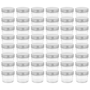 Borcane Din Sticlă Pentru Gem, Capac Argintiu, 48 Buc, 110 Ml