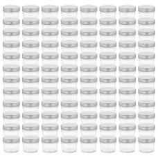 Borcane Din Sticlă Pentru Gem, Capace Argintii, 96 Buc, 110 Ml