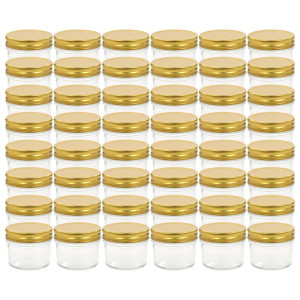 Borcane Din Sticlă Pentru Gem, Capace Aurii, 48 Buc, 110 Ml