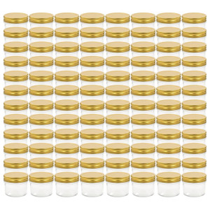 Borcane Din Sticlă Pentru Gem, Capace Aurii, 96 Buc, 110 Ml