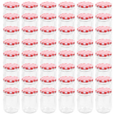 Borcane De Sticlă Pentru Gem Capac Alb Și Roșu, 48 Buc, 230 Ml