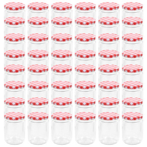 Borcane De Sticlă Pentru Gem Capac Alb Și Roșu, 48 Buc, 230 Ml