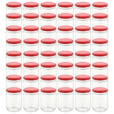 Borcane Din Sticlă Pentru Gem, Capac Roșu, 48 Buc., 230 Ml