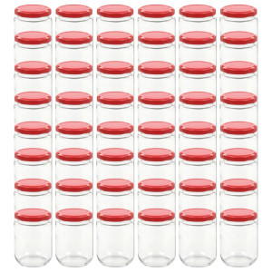 Borcane Din Sticlă Pentru Gem, Capac Roșu, 48 Buc., 230 Ml