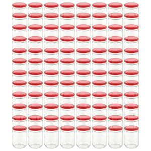 Borcane Din Sticlă Pentru Gem, Capace Roșii, 96 Buc., 230 Ml