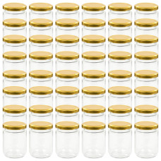 Borcane Din Sticlă Pentru Gem, Capac Auriu, 48 Buc., 230 Ml