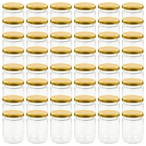 Borcane Din Sticlă Pentru Gem, Capac Auriu, 48 Buc., 230 Ml