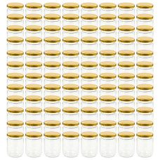 Borcane Din Sticlă Pentru Gem, Capace Aurii, 96 Buc., 230 Ml