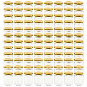 Borcane Din Sticlă Pentru Gem, Capace Aurii, 96 Buc., 230 Ml