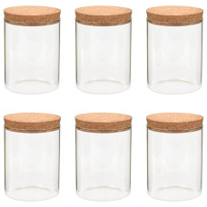 Borcane Din Sticlă Depozitare, Capac De Plută, 6 Buc., 650 Ml
